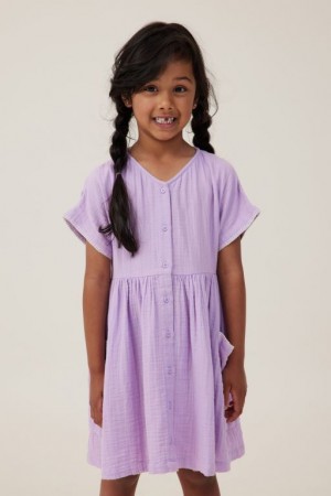 Cotton On Isabel Short Sleeve Girls' Dress Purple | zpJ5UnhiJnJ