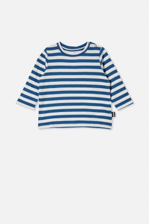 Cotton On Jamie Long Sleeve Baby T Shirts Stripes Blue / Light Yellow | fkufozPSzJQ