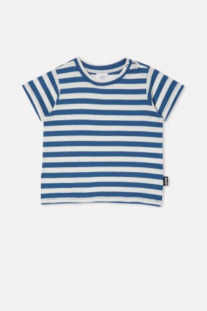 Cotton On Jamie Short Sleeve Baby T Shirts Stripes Blue / Light Yellow | yzc7eSXMstw
