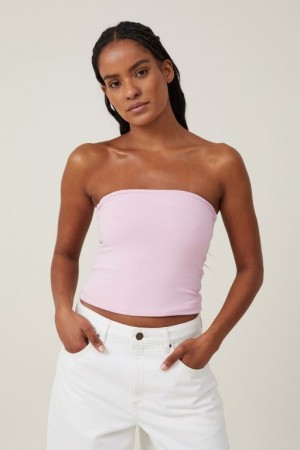 Cotton On Jessica Tube Women's Tanks Pink | Vgl7GQE7kHr