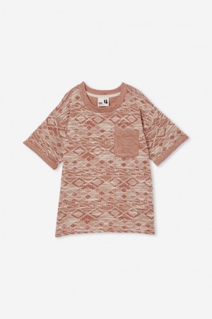 Cotton On Jett Short Sleeve Textured Boys' T Shirts Henna | JIHtpFfJYiQ