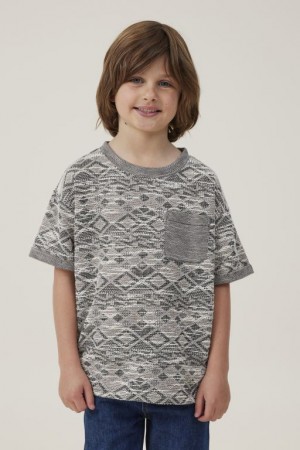 Cotton On Jett Short Sleeve Textured Boys' T Shirts Phantom | oMAJROoaByk
