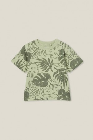 Cotton On Jonny Short Sleeve Print Boys' T Shirts Green / Green | alaGKxpCYiJ
