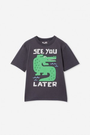 Cotton On Jono Short Sleeve Print Boys' T Shirts Grey | 7OAB7IcsI7J
