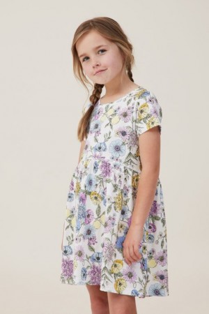 Cotton On Jordan Short Sleeve Girls' Dress Light Yellow | FTK3sYSvW7x
