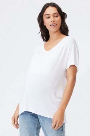 Cotton On Karly Short Sleeve Top Women's Maternity Wear White | amdzTQLYeYO