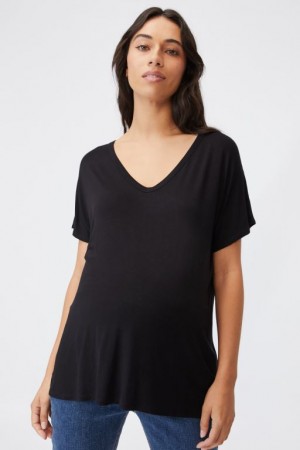 Cotton On Karly Short Sleeve Top Women's Maternity Wear Black | W8qzFaR6kmK