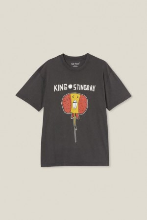 Cotton On King Stingray Loose Fit Men's Graphic T-Shirts Black | SVu7RvzB1ec