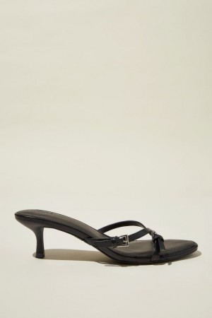 Cotton On Leah Crossover Stiletto Mule Women's Heels Black | STxKLdXWPKP