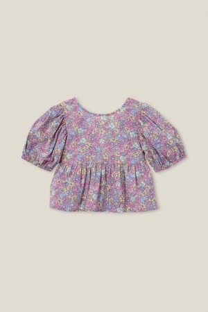 Cotton On Leah Short Sleeve Girls' T Shirts Purple | 1orEDboABT8