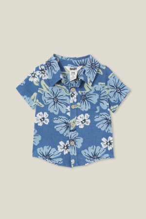 Cotton On Leonard Button Down Shirt Baby T Shirts Blue | yaonbO16Tvo