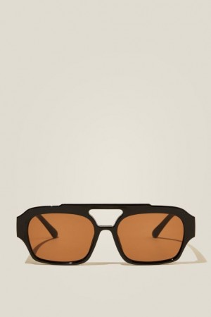Cotton On Lex Aviator Women's Sunglasses Black / Brown | x4azjDebOoL