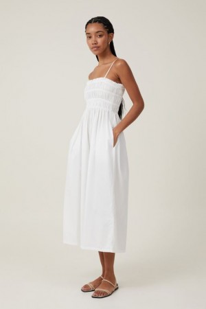 Cotton On Lexi Shirred Women's Maxi Dress White | Cf9MpWXgqkW
