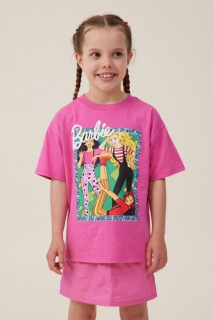 Cotton On License Drop Shoulder Short Sleeve Girls' T Shirts Pink | l4kbu0CRtSr