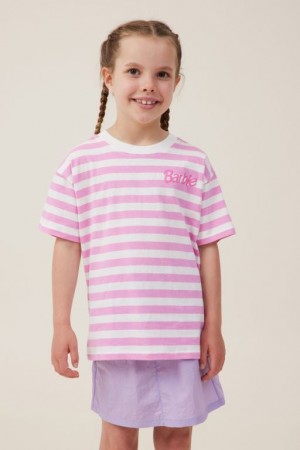 Cotton On License Drop Shoulder Short Sleeve Girls' T Shirts Pink Stripes | 9PcAeUsaMEh