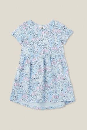 Cotton On License Freya Short Sleeve Girls' Dress Blue | UWY2fViBKw2