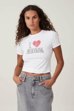 Cotton On Lightweight Longline License Women's Graphic T-Shirts White | 9yL4pNIEzoS