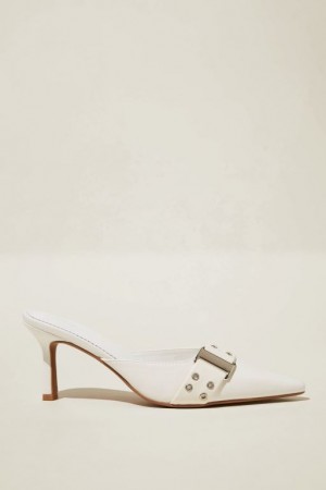 Cotton On Lilia Eyelet Pointed Mule Women's Heels White | W6QCgICEv8n