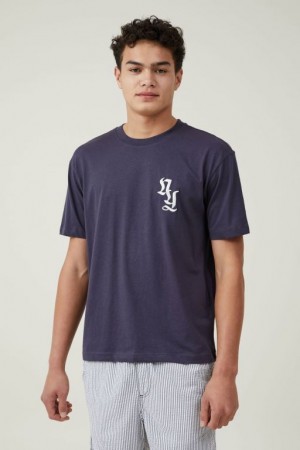 Cotton On Loose Fit Men's Graphic T-Shirts Navy | XLlkJkxHwNU