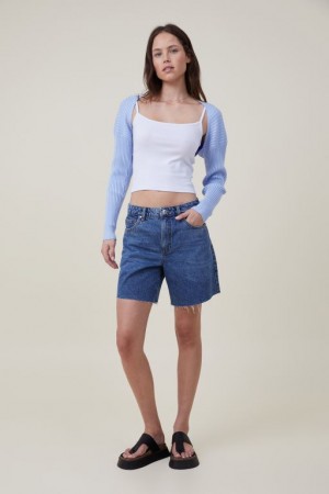 Cotton On Loose Rib Knit Shrug Women's Knitwear Blue | Dyn5MHVThNJ