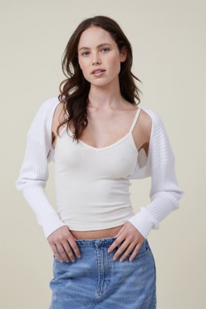 Cotton On Loose Rib Knit Shrug Women's Knitwear White | zobf1YCtPqU