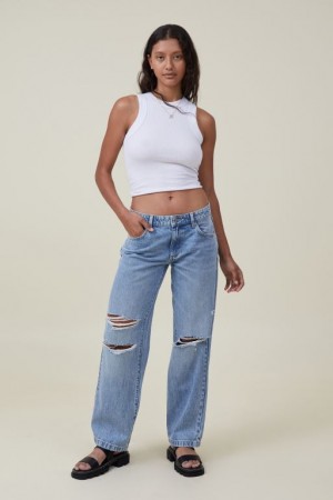Cotton On Low Rise Straight Jean Women's Pants Blue | CHxtoymFv7w