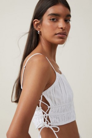 Cotton On Lucy Shirred Cami Women's Shirts White | hwu8qoIQz2i