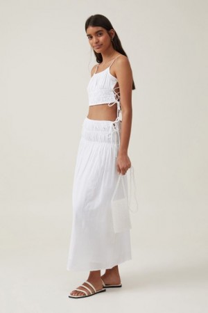 Cotton On Lucy Shirred Maxi Women's Skirt White | amSmxp4AEkg