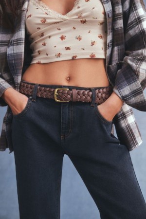 Cotton On Luiza Braided Weave Women's Belts Dark Brown / Gold | wRzf62J7XkC