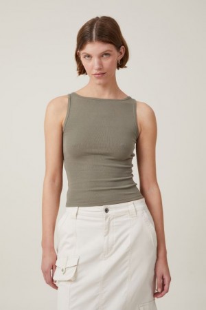 Cotton On Madison Boat Neck Women's Tanks Washed | WwjsSjBx8W1