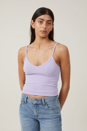 Cotton On Madison V Neck Women's Cami Purple | 4UrOSDpfw7c
