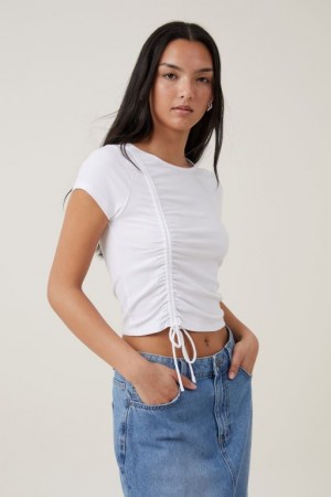 Cotton On Marli Rouched Front Short Sleeve Women's T Shirts White | ky4dTTLtg1t