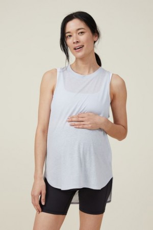 Cotton On Maternity Active Curve Hem Women's Tanks Grey | vb3kwa62rLE
