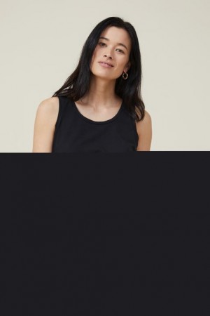 Cotton On Maternity Everyday Gathered Side Women's Tanks Black | x8eyVBZ9QrB