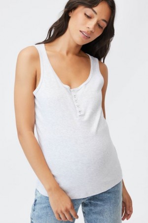Cotton On Maternity Henley Sleeveless Women's Tanks Silver | mQXYo9jUsMP