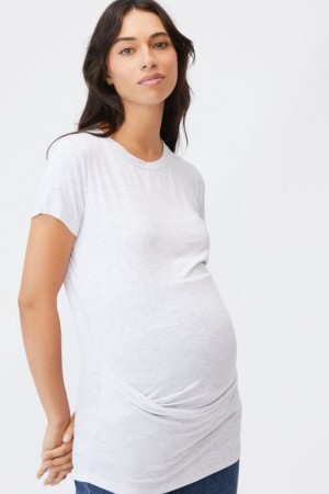 Cotton On Maternity Wrap Front Short Sleeve Women's T Shirts Silver | 8OCEkf3lQZA