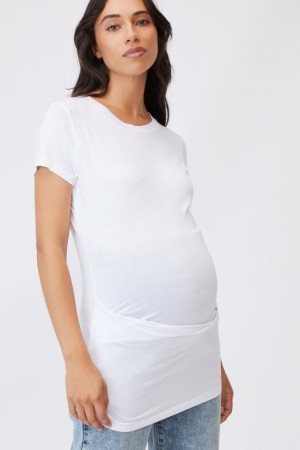 Cotton On Maternity Wrap Front Short Sleeve Women's T Shirts White | L4nJbtzp9lO