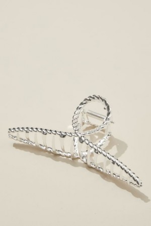Cotton On Metal Hair Claw Women's Hair Accessories Silver | NAQqFLOp1DQ