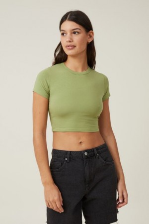 Cotton On Micro Crop Women's T Shirts Green | oCf9ym1wEWu