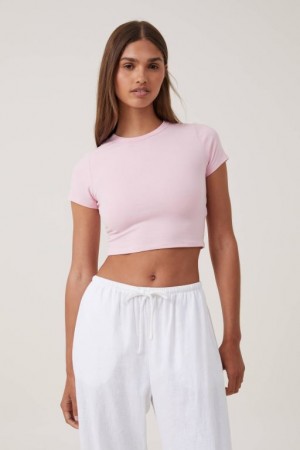Cotton On Micro Crop Women's T Shirts Pink | UynQ6YwSJ0g