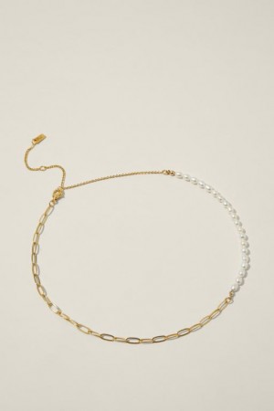 Cotton On Mid Chain Necklace Women's Jewellery Gold | SXZJspjWWpE