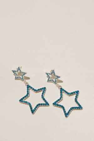 Cotton On Mid Charm Earring Women's Jewellery Silver Blue | QUZHB2to9h7