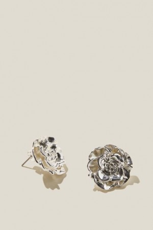 Cotton On Mid Charm Earring Women's Jewellery Silver Flower | P0PhJaLBQ6G