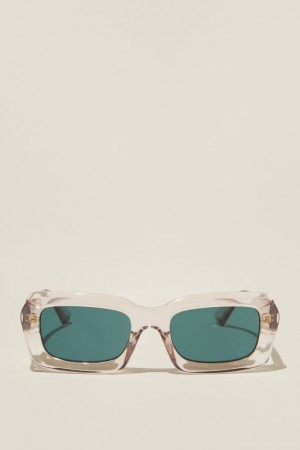 Cotton On Miles Square Women's Sunglasses Crystal | oYxTGgBKgII