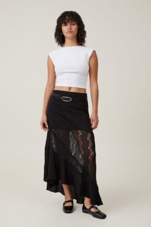 Cotton On Millie Asymmetrical Maxi Women's Skirt Black | v151E3l2Z9E