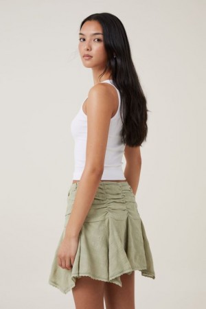 Cotton On Millie Hanky Hem Mini Women's Skirt Olive | RWWKQs5xvq6