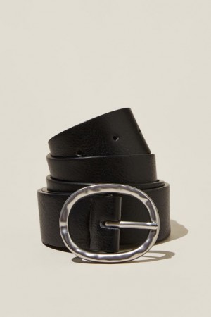 Cotton On Molten Buckle Women's Belts Black / Silver | Jf3yGAidafy
