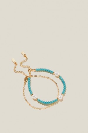 Cotton On Multipack Bracelet Women's Jewellery Gold Green | OWdYi6Q9AP1