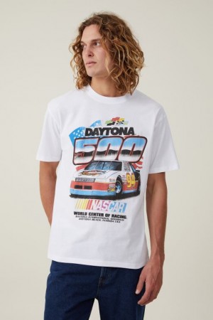 Cotton On Nascar Loose Fit Men's Graphic T-Shirts White | o2TF7iJYyvJ