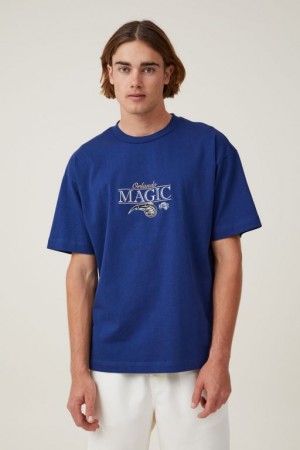Cotton On Nba Box Fit Men's Graphic T-Shirts Blue | R0ceqaoIYba